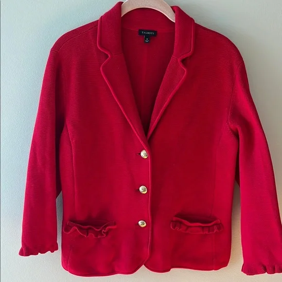 Talbots Red Blazer with Gold Buttons - Picture 1 of 4